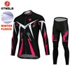 OTWZLS Thermal Fleece Cycling Jersey Ropa Ciclismo Winter Long Sleeve and Cycling Pants ropa ciclismo thermal ciclismo jersey thermal S