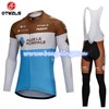 2018 AG2R Cycling Jersey Long Sleeve and Cycling bib Pants Cycling Kits Strap S