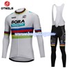 2018 BORA Cycling Jersey Long Sleeve and Cycling bib Pants Cycling Kits Strap S