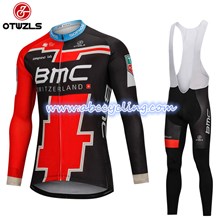 2018 BMC Cycling Jersey Long Sleeve and Cycling bib Pants Cycling Kits Strap S