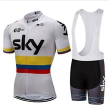 2018 Sky Cycling Jersey Maillot Ciclismo Short Sleeve and Cycling bib Shorts Cycling Kits Strap cycle jerseys Ciclismo bicicletas XS