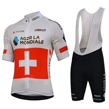 2018 AG2R LA MONDIALE Cycling Jersey Maillot Ciclismo Short Sleeve and Cycling bib Shorts Cycling Kits Strap cycle jerseys Ciclismo bicicletas XS