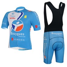 2013 bouygues  Cycling Jersey Short Sleeve and Cycling bib Shorts Cycling Kits Strap S
