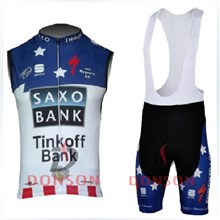 2013 saxo bank Cycling Jersey Sleeveles and Cycling bib Shorts Cycling Kits Strap S