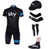2013 sky Cycling Jersey+Shorts+Cap+Arm sleeves+Leg sleeves+Shoes covers S
