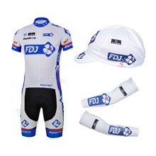 2013 fdj Cycling Jersey+Shorts+Cap+Arm sleeves