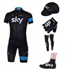 2013 sky Cycling Jersey+Shorts+Cap+Gloves+Leg sleeves+Shoe Covers S