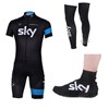 2013 Sky Cycling Jersey+bib Shorts+Leg sleeves+Shoes Covers S