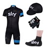2013 Sky Cycling Jersey+bib Shorts+Cap+Gloves+Shoes Covers S