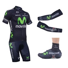 2013 movistar Cycling Jersey+bib Shorts+Arm Sleeves+Shoe Covers S