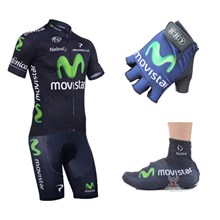 2013 movistar Cycling Jersey+bib Shorts+Gloves+Shoe Covers S