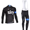 2013 sky  Cycling Jersey Long Sleeve and Cycling bib Pants Cycling Kits Strap S