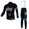 2013 sky Cycling Jersey Long Sleeve and Cycling bib Pants Cycling Kits Strap S
