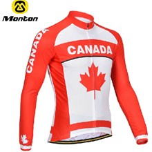 2013 Man  Cycling  CANADA Cycling Jersey Long Sleeve National Flag Style S