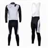 2013 zhiji Thermal Fleece Cycling Jersey Long Sleeve and Cycling Bib Pants Cycling Kits Strap S