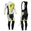 2013 Scott black-white-green Cycling Jersey Long Sleeve and Cycling Bib Pants Cycling Kits Strap S
