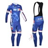 2013 fdj Cycling Jersey Long Sleeve and Cycling Bib Pants Cycling Kits Strap S