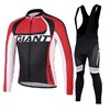 2014 GIANT red Cycling Jersey Long Sleeve and Cycling Bib Pants Cycling Kits Strap S