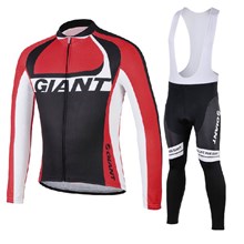 2014 GIANT red Cycling Jersey Long Sleeve and Cycling Bib Pants Cycling Kits Strap