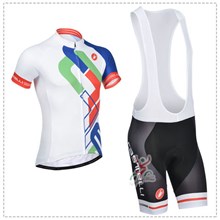 2014 castelli White blue Cycling Jersey Short Sleeve and Cycling bib Shorts Cycling Kits Strap