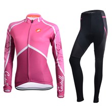 2014 Women CASTELLI Thermal Fleece Cycling Jersey Long Sleeve and Cycling Pants