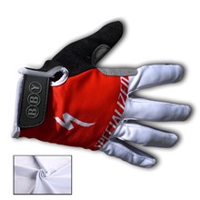 SHANDIAN Red Cycling Gloves Thermal Fleece Long Finger