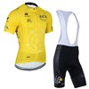 2014 Tour De France Yellow CyclingJersey Short Sleeve and Cycling bib Shorts Cycling Kits Strap