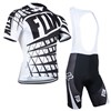 2014 Fox White Black Cycling Jersey Short Sleeve and Cycling bib Shorts Cycling Kits Strap S
