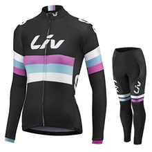 Women LIV RACE DAY SS 2015 Long Black Cycling Jersey Long Sleeve and Cycling Pants Cycling Kits XXS