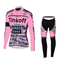 2015 Women Tinkoff Saxo Bank Pink Thermal Fleece Cycling Jersey Ropa Ciclismo Winter Long Sleeve and Cycling Pants ropa ciclismo thermal ciclismo jersey thermal XXS