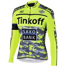2015 Tinkoff Saxo Bank Fluo Yellow Cycling Jersey Long Sleeve Only Cycling Clothing cycle jerseys Ropa Ciclismo bicicletas maillot ciclismo XXS