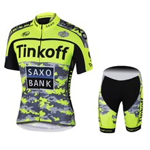 2015 Tinkoff Saxo Bank Fluo Yellow Cycling Jersey Short Sleeve Maillot Ciclismo and Cycling Shorts Cycling Kits cycle jerseys Ciclismo bicicletas XXS