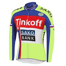 2015 Tinkoff Saxo Bnak Fluo Light Green Cycling Jersey Long Sleeve Only Cycling Clothing cycle jerseys Ropa Ciclismo bicicletas maillot ciclismo XXS