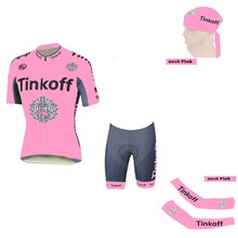 2016 Tinkoff Saxo Bank Pink Cycling Jersey Maillot Ciclismo Short Sleeve and Cycling Shorts and Scarf and Arm Sleeve XXS