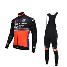 2016 De Rosa Santini Cycling Jersey Long Sleeve and Cycling bib Pants Cycling Kits Strap XXS