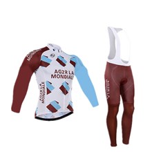 2016 AG2R Cycling Jersey Long Sleeve and Cycling bib Pants Cycling Kits Strap XXS