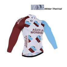 2016 AG2R Thermal Fleece Cycling Jersey Ropa Ciclismo Winter Long Sleeve Only Cycling Clothing cycle jerseys Ropa Ciclismo bicicletas maillot ciclismo XXS