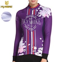 YKYWBIKE PURPLE FLOWERS AC18W  WOMEN Thermal Fleece Cycling Jersey Ropa Ciclismo Winter Long Sleeve Only Cycling Clothing cycle jerseys Ropa Ciclismo bicicletas maillot ciclismo S