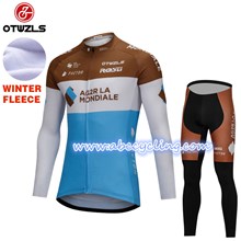 2018 AG2R Thermal Fleece Cycling Jersey Ropa Ciclismo Winter Long Sleeve and Cycling Pants ropa ciclismo thermal ciclismo jersey thermal S