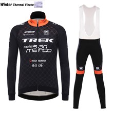 2017  Trek Selle San Marco Thermal Fleece Cycling Jersey Long Sleeve Ropa Ciclismo Winter and Cycling bib Pants ropa ciclismo thermal ciclismo jersey thermal XS
