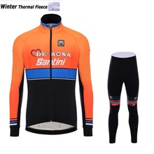 2017 Team De-rosa Santini Thermal Fleece Cycling Jersey Ropa Ciclismo Winter Long Sleeve and Cycling Pants ropa ciclismo thermal ciclismo jersey thermal XS