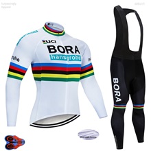 2019 New White Bora Cycling Team Jersey 9D Gel Pad Bike Pants Suit MTB Ropa Ciclismo Thermal Fleece Bicycling Tops Culotte Wear 2XL